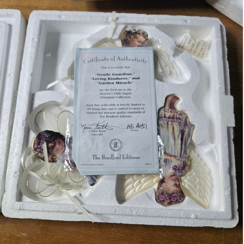 Bradford Editions Heaven's Little Angels Ornaments Set 3 1998 COA